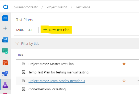 New test plan